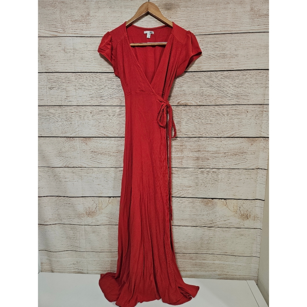 Amuse Society Scarlet Red Orange Wrap Maxi Dress XS